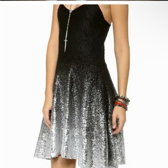 Free People Reflected Moonlight Metallic Foil Ombre Fit n Flare Dress - Picture 2 of 5